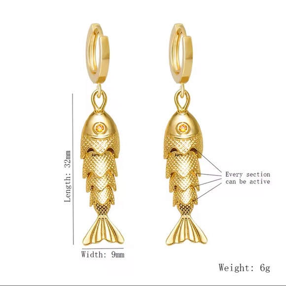 Vintage Golden Fish Earrings - Picture 9 of 12